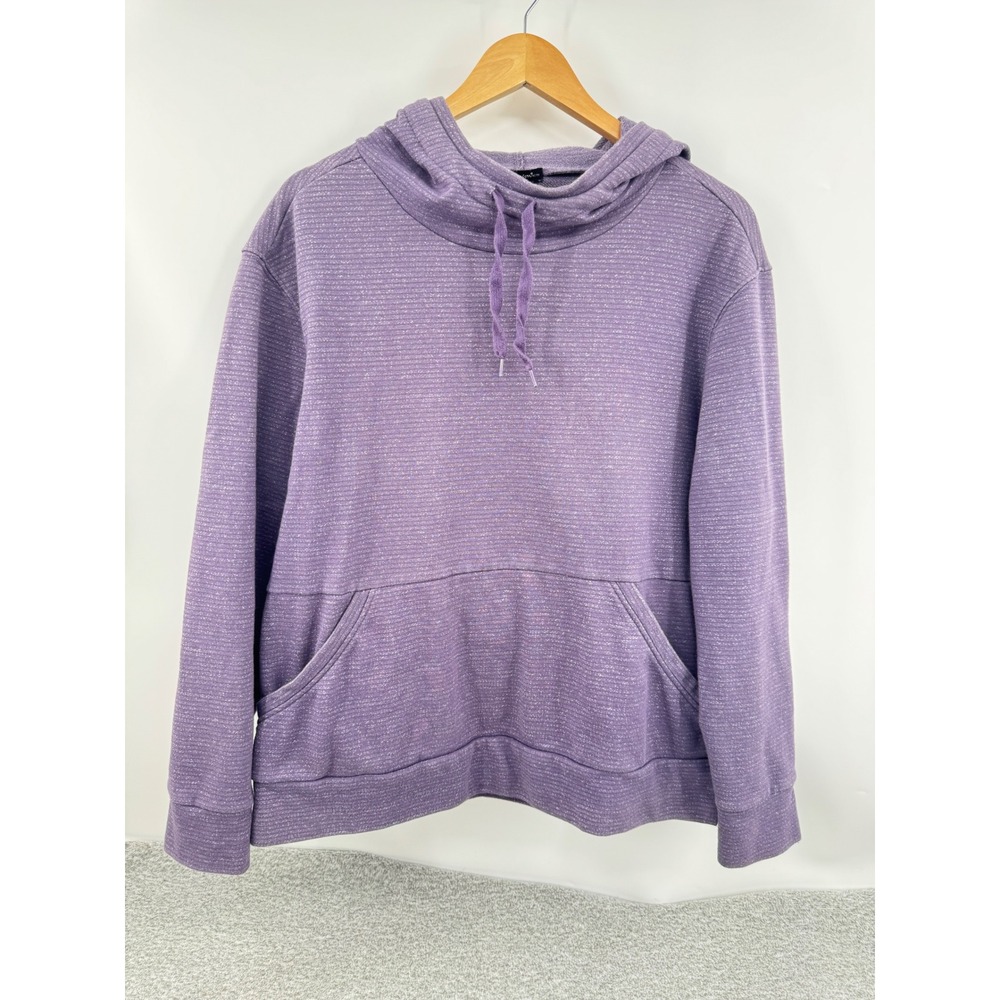 Champion Elite Hoodie XL Purple Striped Funnel Neck Pullover Pocket